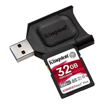 Kingston 32GB SD Canvas React Plus (SDHC Class 10 UHS-II U3) (MLPR2/32GB) memória kártya + olvasó