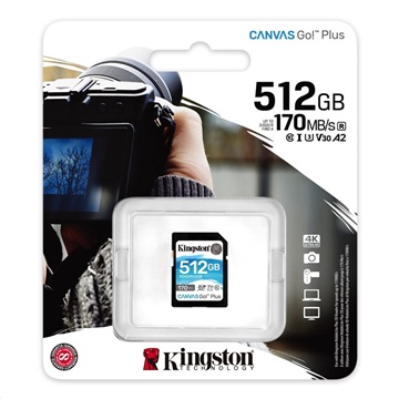 Kingston 512GB SD Canvas Go Plus (SDXC Class 10 UHS-I U3) (SDG3/512GB) memória kártya