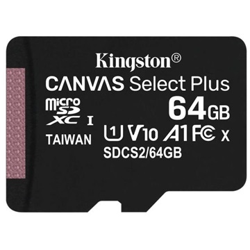 Kingston 64GB SD micro Canvas Select Plus (SDHC Class 10 A1) (SDCS2/64GBSP) memória kártya