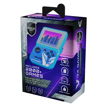 VX Gaming Új kézi Retro játék állomás 4 GB Micro SD-vel - kék