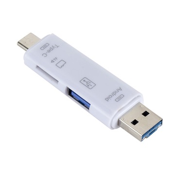 Gigapack 5in1 OTG adapter USB Type-A – Micro USB/USB Type-C/micro SD kártyaolvasó, fehér
