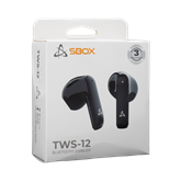 SBOX EB-TWS12B bluetooth v5.4 in-ear fülhallgató mikrofonnal - EDR - fekete