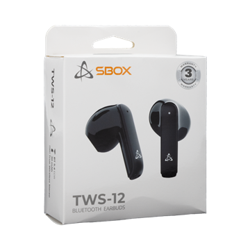 SBOX EB-TWS12B bluetooth v5.4 in-ear fülhallgató mikrofonnal - EDR - fekete
