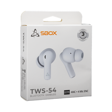 SBOX EB-TWS54-W bluetooth v5.4 fülhallgató 4 mikrofonnal - ANC + ENC, BR+EDR+BLE - fehér