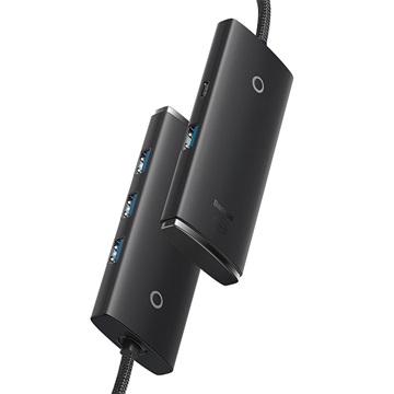 HUB Baseus Lite 4-Port USB Type-A HUB dokkoló állomás, 25 cm, fekete