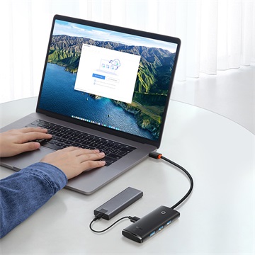 HUB Baseus Lite 4-Port USB Type-A HUB dokkoló állomás, 25 cm, fekete