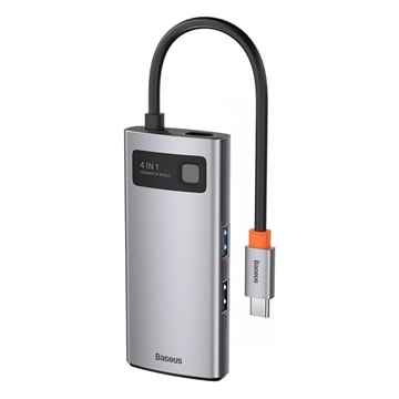 Baseus Metal Gleam 4-in-1 USB Type-C HUB dokkoló állomás, szürke