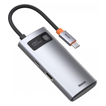 Baseus Metal Gleam 4-in-1 USB Type-C HUB dokkoló állomás, szürke