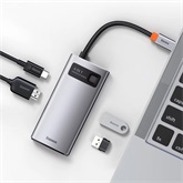Baseus Metal Gleam 4-in-1 USB Type-C HUB dokkoló állomás, szürke
