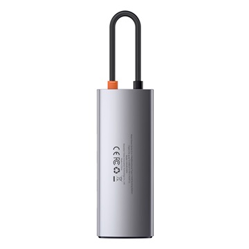 Baseus Metal Gleam 6-in-1 USB Type-C HUB dokkoló állomás, szürke