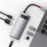 Baseus Metal Gleam 6-in-1 USB Type-C HUB dokkoló állomás, szürke