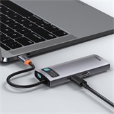 Baseus Metal Gleam 6-in-1 USB Type-C HUB dokkoló állomás, szürke