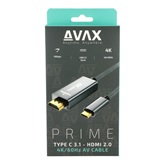 AVAX AV902 PRIME Type C - HDMI 2.0 4K/60Hz AV kábel, sodorszálas