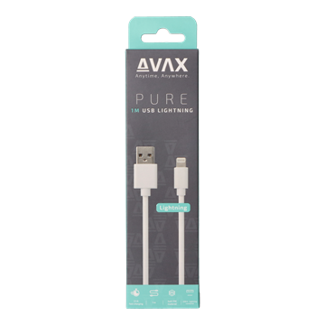 AVAX CB104W PURE USB A-Lightning kábel, 2.1A, fehér - 1m