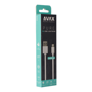 AVAX CB104W PURE USB A-Lightning kábel, 2.1A, fehér - 1m