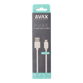 AVAX CB123W PURE USB A-Type C kábel, 2.1A, fehér - 2m