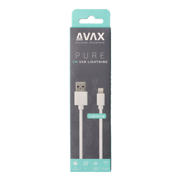 AVAX CB124W PURE USB A-Lightning kábel, 2.1A, fehér - 2m