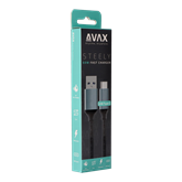 AVAX CB301G STEELY USB A-Type C 60W gyorstöltő, sodorszálas kábel, 3A, acélszürke - 1,5m