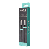 AVAX CB303G STEELY Type C-Type C 100W gyorstöltő, sodorszálas kábel, 5A, acélszürke - 1,5m