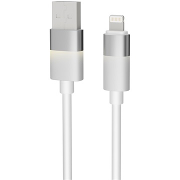 AVAX CB310 GLOWY USB-A - Lightning töltőkábel, fehér - 1m