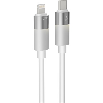 AVAX CB314 GLOWY 27W USB-C - Lightning gyorstöltő kábel, fehér - 1m