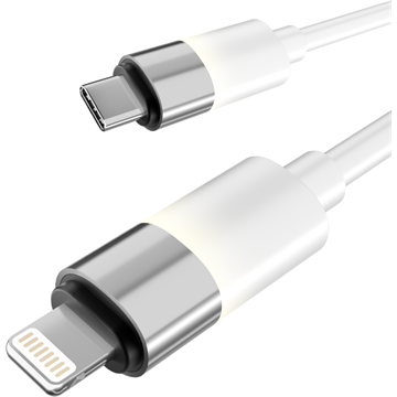 AVAX CB314 GLOWY 27W USB-C - Lightning gyorstöltő kábel, fehér - 1m