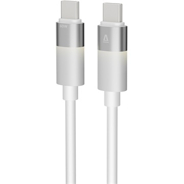 AVAX CB316 GLOWY 60W USB-C gyorstöltő kábel, fehér - 1m