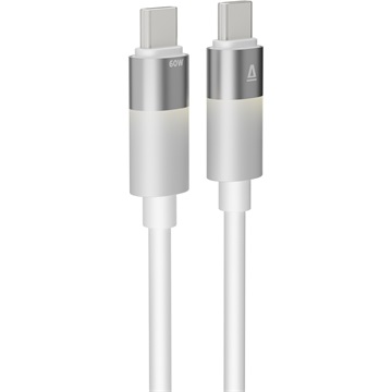 AVAX CB316 GLOWY 60W USB-C gyorstöltő kábel, fehér - 1m