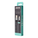 AVAX CB401G STEELY USB A-Lightning 20W gyorstöltő, sodorszálas kábel, 3A, acélszürke - 1,5m