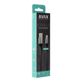 AVAX CB401G STEELY USB A-Lightning 20W gyorstöltő, sodorszálas kábel, 3A, acélszürke - 1,5m