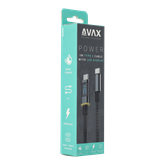 AVAX CB603B POWER+ LED Type C-Type C 140W gyorstöltő, sodorszálas kábel, 5A, fekete - 1m