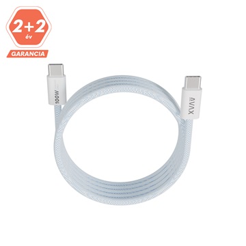 AVAX CB610LB MAGNETY 100W USB C mágneses gyorstöltő kábel, fonott, világoskék - 1m