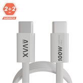 KAB AVAX CB610W MAGNETY 100W USB C mágneses gyorstöltő kábel, fonott, fehér - 1m