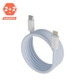 AVAX CB611LB MAGNETY 27W USB-C - LIGHTNING mágneses gyorstöltő kábel, fonott, világoskék - 1m