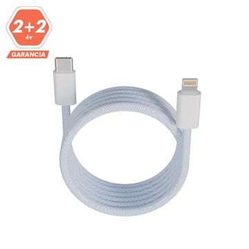 AVAX CB611LB MAGNETY 27W USB-C - LIGHTNING mágneses gyorstöltő kábel, fonott, világoskék - 1m