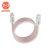AVAX CB611P MAGNETY 27W USB-C - LIGHTNING mágneses gyorstöltő kábel, fonott, rózsaszín - 1m