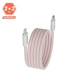 AVAX CB611P MAGNETY 27W USB-C - LIGHTNING mágneses gyorstöltő kábel, fonott, rózsaszín - 1m