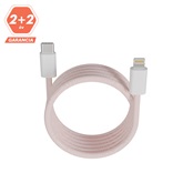 AVAX CB611P MAGNETY 27W USB-C - LIGHTNING mágneses gyorstöltő kábel, fonott, rózsaszín - 1m