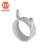 AVAX CB611W MAGNETY 27W USB-C - LIGHTNING mágneses gyorstöltő kábel, fonott, fehér - 1m