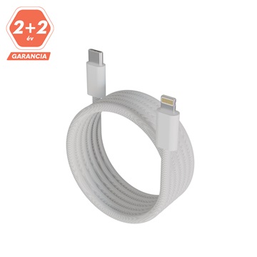 AVAX CB611W MAGNETY 27W USB-C - LIGHTNING mágneses gyorstöltő kábel, fonott, fehér - 1m