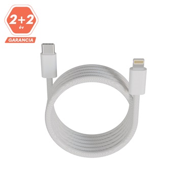 AVAX CB611W MAGNETY 27W USB-C - LIGHTNING mágneses gyorstöltő kábel, fonott, fehér - 1m