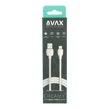 AVAX CB620 CREAMY+ USB A - Type C gyorstöltő kábel, 2.4A, fehér-roséarany - 1,5m