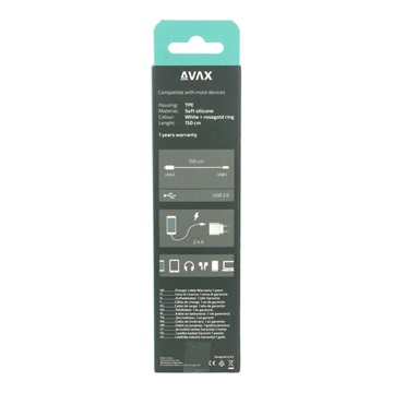 AVAX CB620 CREAMY+ USB A - Type C gyorstöltő kábel, 2.4A, fehér-roséarany - 1,5m