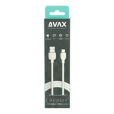 AVAX CB621 CREAMY+ USB A - Type C gyorstöltő kábel, 2.4A, fehér-ezüst - 1,5m