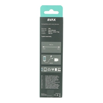 AVAX CB623 CREAMY+ Type C - Type C 60W gyorstöltő kábel, fehér-ezüst - 1,5m