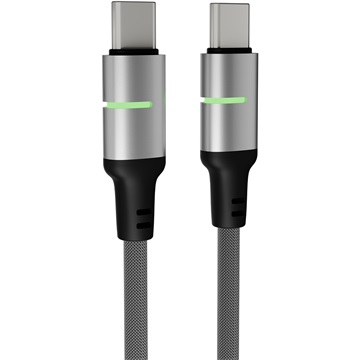 AVAX CB633 STEELY LED 60W USB-C gyorstöltő kábel, fonott, fekete - 2m