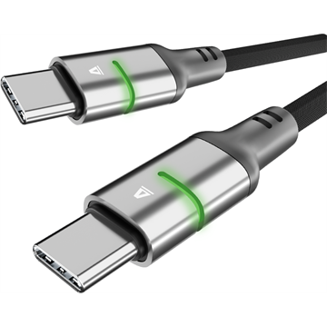 AVAX CB633 STEELY LED 60W USB-C gyorstöltő kábel, fonott, fekete - 2m