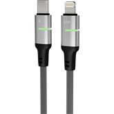 KAB AVAX CB637 STEELY LED 27W USB-C – Lightning gyorstöltő kábel, fonott, fekete - 3m