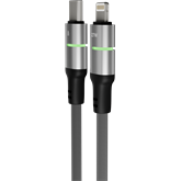 AVAX CB637 STEELY LED 27W USBC–Lightning fonott töltőkábel, fekete - 3m
