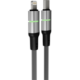AVAX CB637 STEELY LED 27W USBC–Lightning fonott töltőkábel, fekete - 3m